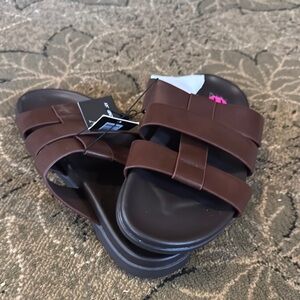 New York & Company Brown Leather Sandals